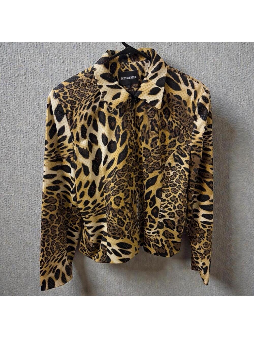 Mesmerize Women's Leopard Print Teddy Jacket - Brown/Black